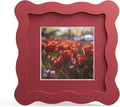 4x4 Picture Frame with Mat for 3x3, Wavy Edge Wooden Real Glass Photo Frame for by THKRLOF