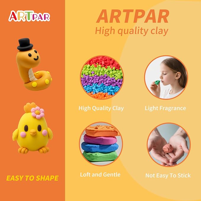 ARTPAR Air Dry Clay, 12 Animals Modeling Magic Clay Kit, Kids Crafts Gifts | - Image 8