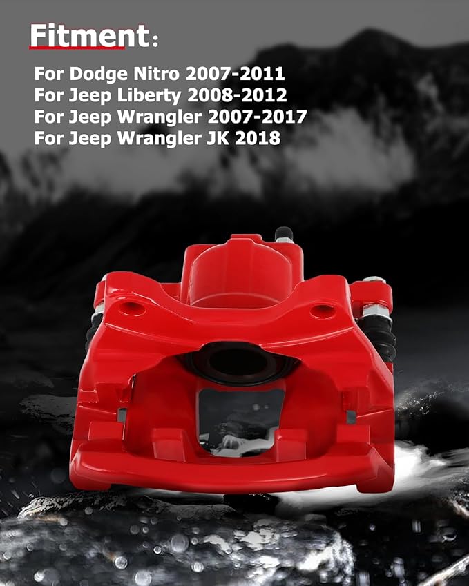 cciyu Rear Right Brake Caliper Assembly w/Bracket 18B5047 2007-2011 For Dodge For Nitro,2008-2012 For Jeep For Liberty,2007-2017 For Jeep For Wrangler,2018 For Jeep For Wrangler JK