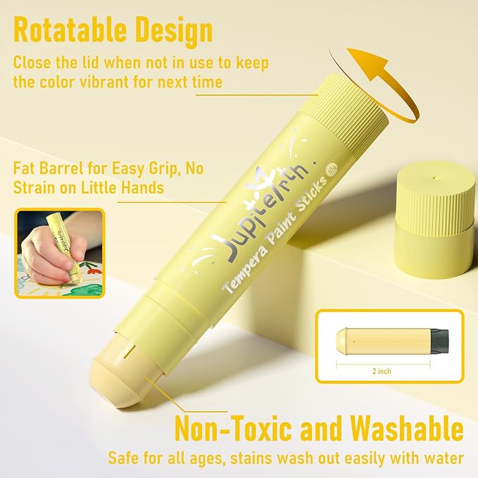 JUPITEARTH 12 Colors Tempera Paint Sticks - Image 9