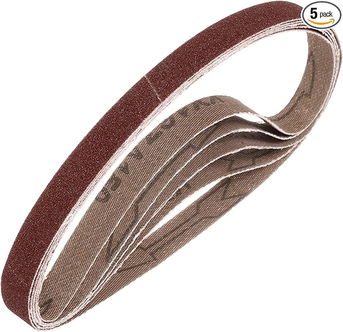 HARFINGTON 3/8 x 21 Inch Sanding Belts, 5 Pcs 150 Grits Aluminum Oxide Abrasive Belt Sander File Belt for Woodworking, Metal Polishing, Knife Sharpener