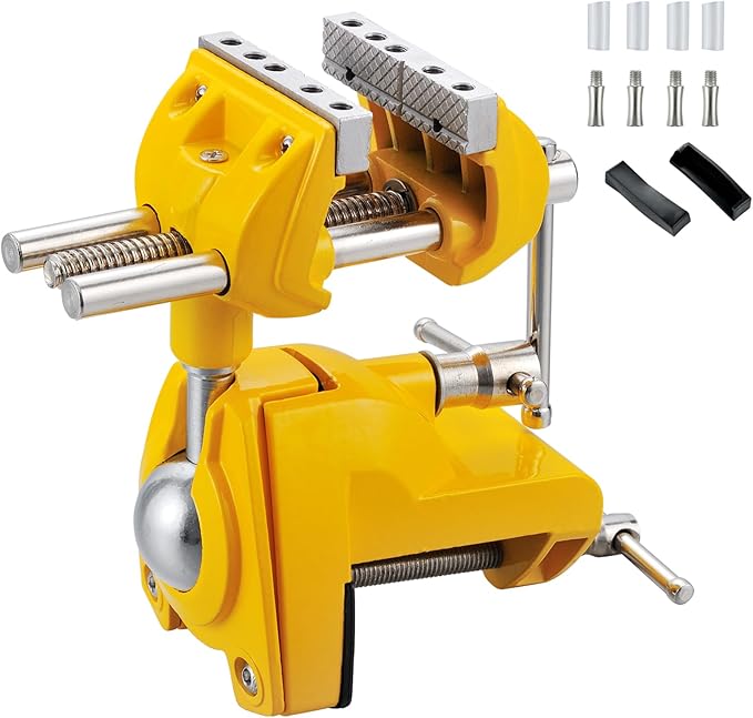 MAXMAN Bench Vise 3 Inch, Heavy Duty Home Bench Clamp with 360° Swivel Base, Multi-Purpose Cast Steel Table Vise, Vise Clamps Fixed Tool for Woodworking, Metalworking, Cutting Conduit, Drilling