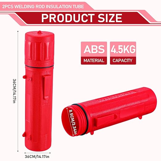 Simarro 2 Pcs Welding Rod Storage Tube 14 Inch Stick Welding Electrode Storage Tube Airproof Welding Rod Holder Waterproof Welding Rod Container for Welding Rod Canister (Red)