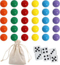 0.71Inch 30 Wahoo Marbles & 6 Dice Set, 5 of Each 6 Colors, 18mm Replacement by COMSREV