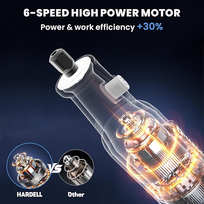 HARDELL Cordless Rotary Tool Kit, 8V 6-Speed Rotary Tool with Digital Display and USB-C Charge, Multi-Function Mototool with 80PCS Accessories for Carving, Sanding, Polishing DIY Crafts