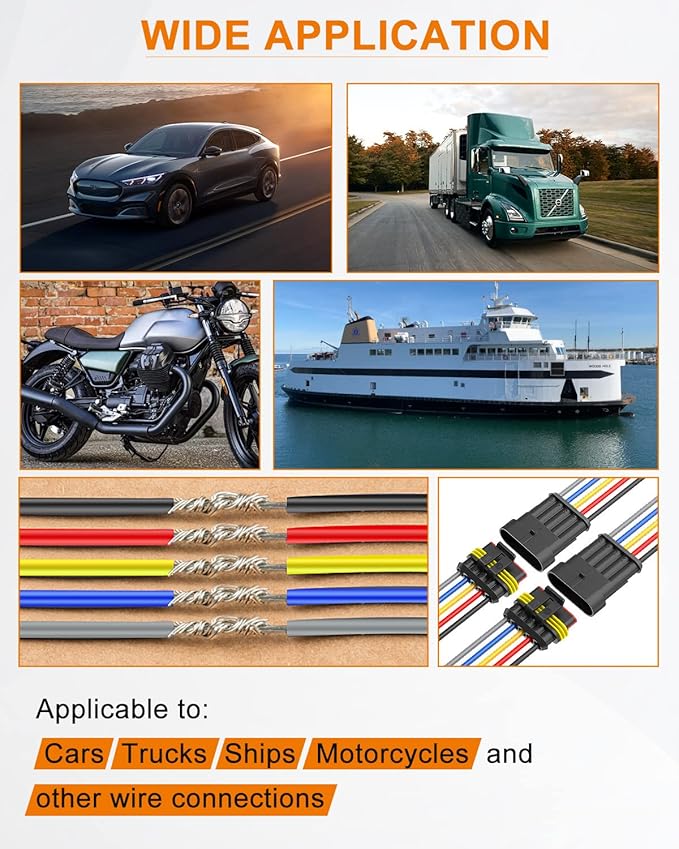NAOEVO 6 Pin Connector Waterproof，16 AWG 6 Wire Connectors, Automotive Electrical Connectors Male And Female Way With Heat Shrink Tubing For Car Truck Boat Wire Connection, 6 Kits