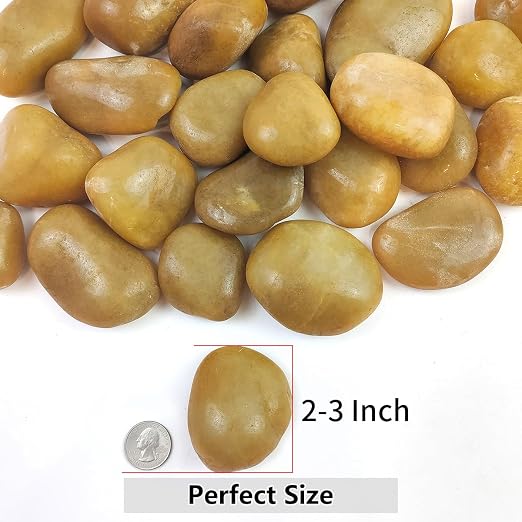 YISZM 10lbs Yellow River Rocks, 2-3 Inch Natural Pebbles - Image 2