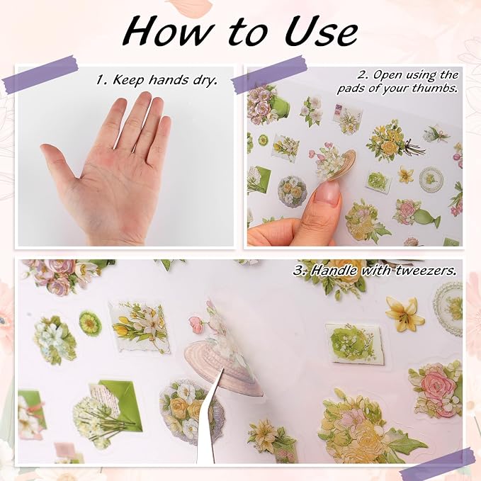 Pengxiaomei 375 Pcs French Flower Stickers - Image 4