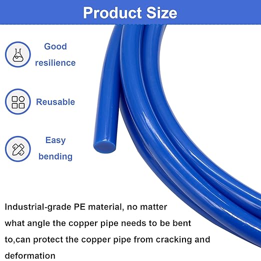 Tnisesm 4Pcs Conditioning Copper Tubing Pipe Extension 4M, 1/4" 1/2" 3/8" 5/8" Built-in Copper Tube Bending Strip Air Conditioning Pipe Bender Kit