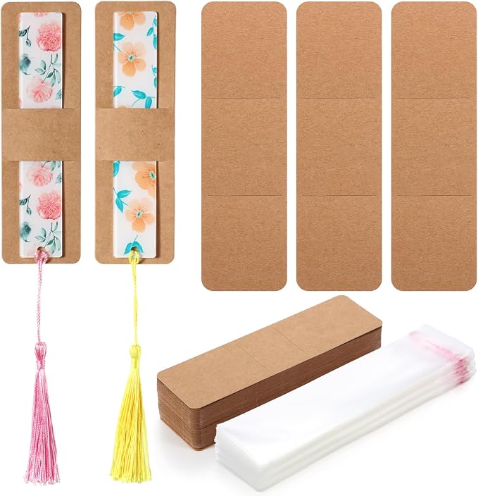 Honoson 100 Set Bookmark Holders Gift Set Kraft Paper Bookmark Sleeves by Honoson