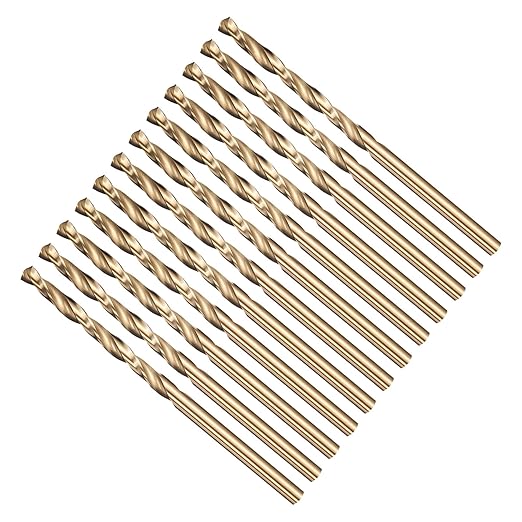 Drill Bit, 9/64" Cutting Diameter (3.572mm), 4241 HSS Black and Gold 118° Cutting Angle Versatile Jobber Bits - (Applications: for Drilling Plastic Wood Soft Thin Metal), 12-Pieces