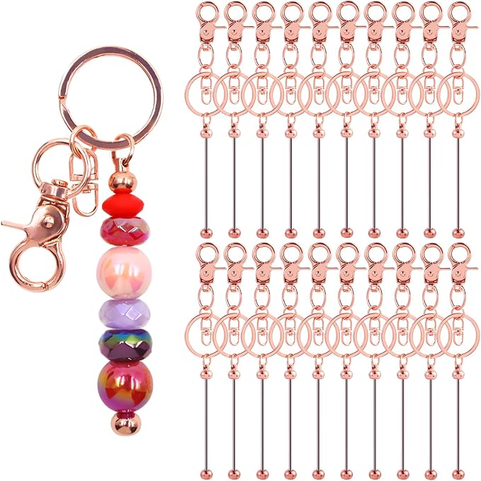 80 Pcs Beadable Keychains Bulk Kit – DIY Keychain Making Supplies by DNLEGULI
