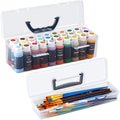 Geelin Clear Paint Storage Box and Paint Brush Storage Box Set, 30 Bottles by Geelin