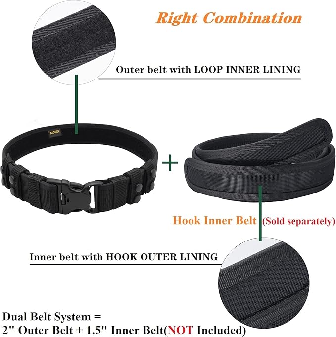 Duty Belt w/ 4 Keepers 2.25" Nylon Stiff Utility Belt Police Correctional Officer Work Patrol Gear Carrier S