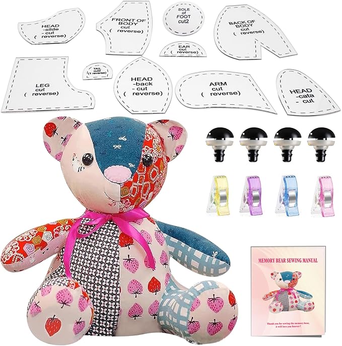 18in/Sitting Height 11in Fosdonge Acrylic Memory Bear Template Ruler Set by Fosdonge