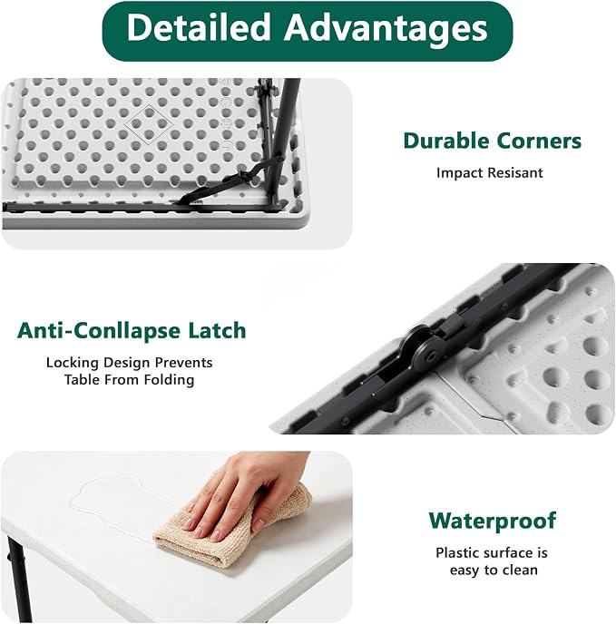 2 Pack Folding Table 4ft - Image 4