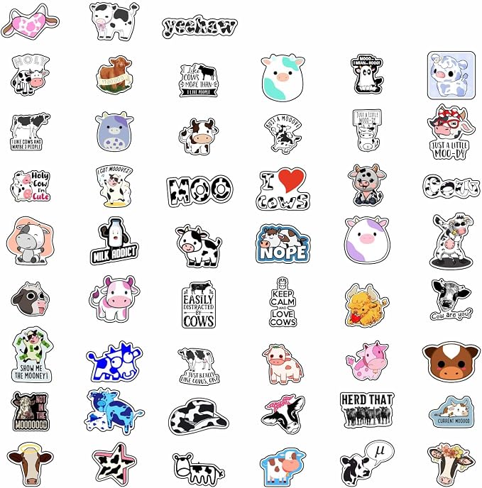 BulbaCraft 100Pcs Cow Stickers for Water Bottles, Laptop Decals, Cute Cow Gifts - Image 4