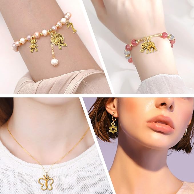 SANNIX 350Pcs Antique Gold Charms Bulk Lots Jewelry Making Charms Assorted - Image 6