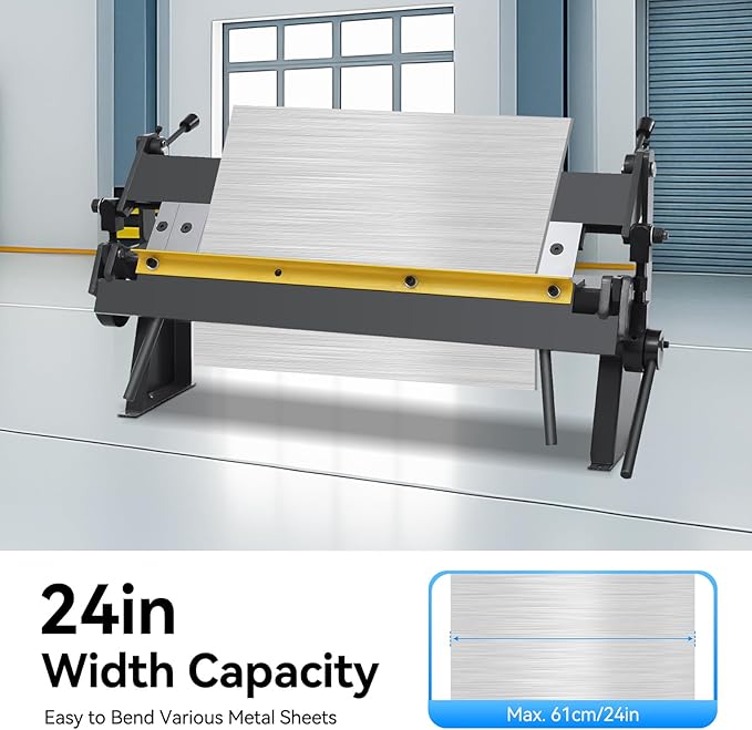 Box and Pan Brake,24in Sheet Metal Bending Brake,Portable Metal Bender with 0-135° Bending Angle,Adjustable Heavy-Duty Aluminum Brake for Precise Batch Bending