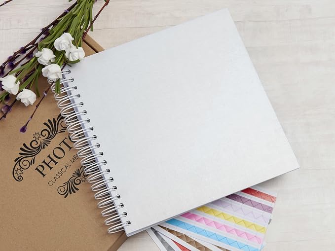 potricher 10 x 10 Inch DIY Scrapbook Photo Album 80 Pages Thick Kraft Blank - Image 7
