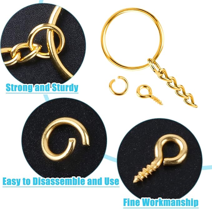 Keychain Rings Kit for Crafts Gold, PAXCOO Includes 100Pcs Split Key Ring - Image 4