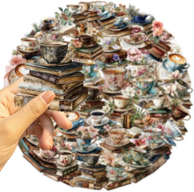 50 PCS Vintage Coffee Book Stickers - Image 3
