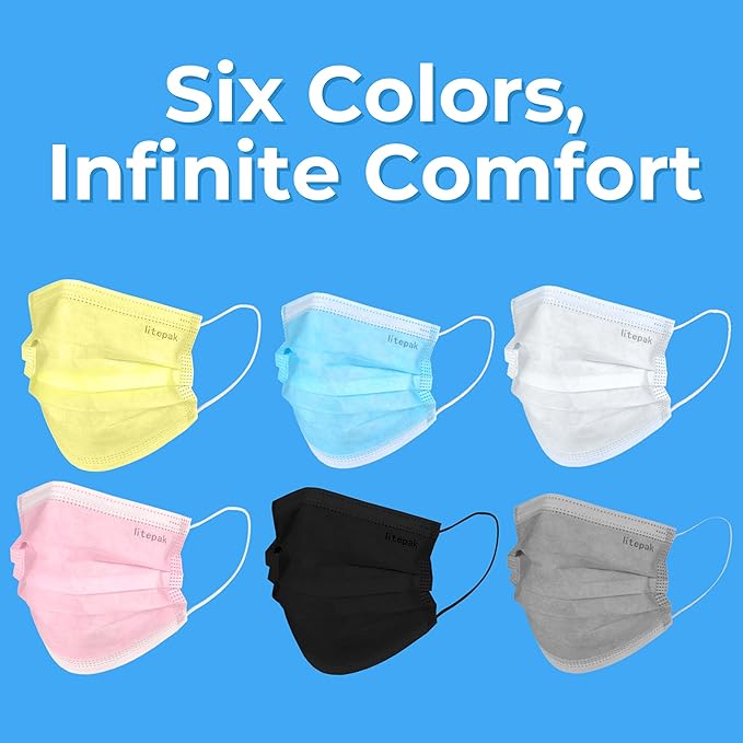 Litepak 125-Pack Disposable Face Mask Premium Comfort Earloops with Dispenser Box