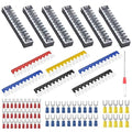73Pcs(6Sets) Terminal Block Set, 6Pcs 12 Positions 600V 15A Dual Row Screw Terminal Strip Block + 6Pcs Pre-Insulated Terminals Barrier Strip + 60Pcs Insulated Fork Wire Connector by CGele…