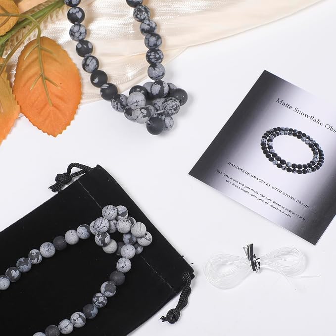 6mm Matte Snowflake Obsidian Bead, 15-Inch Matte Round Loose Stone Beads - Image 2