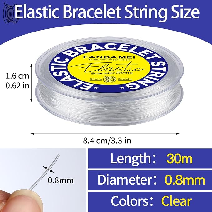 FANDAMEI 0.8mm Elastic Strings for Bracelets, Crystal Stretch Bead Cord for - Image 2