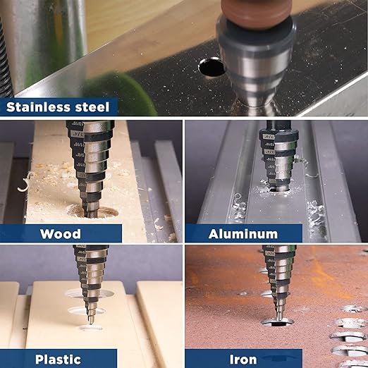 1/4 to 1-3/8 Inches M2 HSS Step Drill Bit for Metal, Plastic, Wood, Aluminum, Heavy Duty Unibit with Multi Hole Sizes