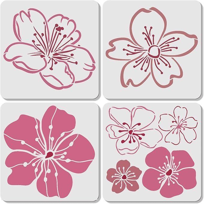 ORIGACH 4 Pcs Cherry Blossoms Stencil - Image 2