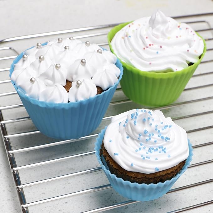 Webake Jumbo Silicone Muffin Cups, 3.5 Inch Nonstick Cupcake Liners 12-Pack | - Image 3