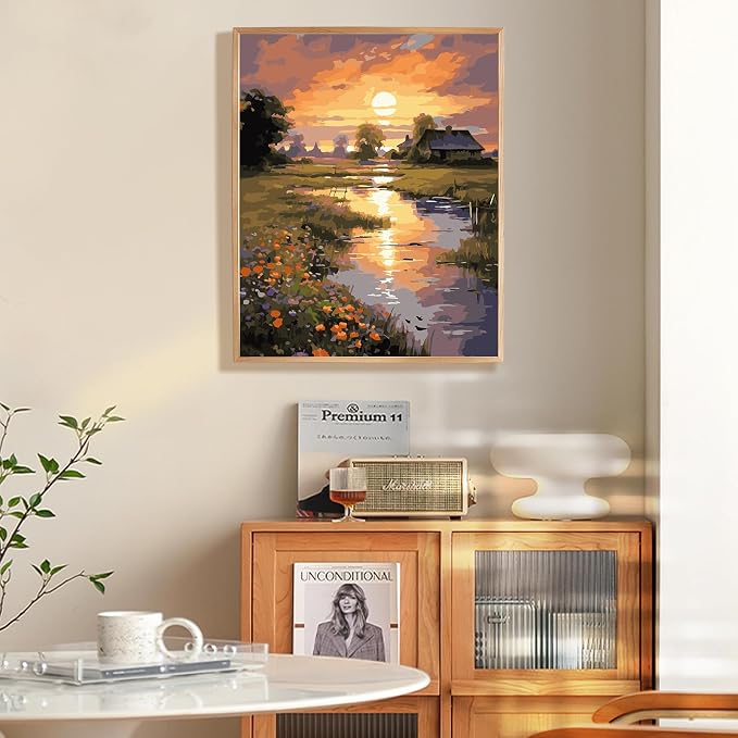 Paint by Numbers Kit for Adults Beginner, Countryside Sunset Adult Paint by - Image 2