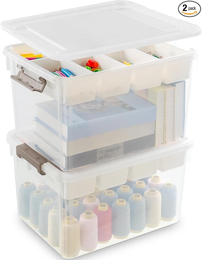 Citylife 32QT 2Packs Clear Craft Organizers and Storage Box by Anywish