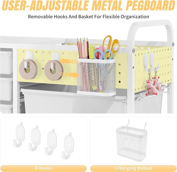 Rolling Storage Cart with 14 Drawers, Storage Organizer Cart with Tabletop and - Image 5