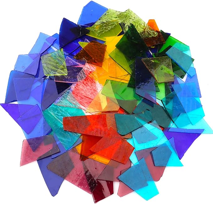 LITMIND 2.2LB Transparent Mixed-Color Stained Glass Scraps by LITMIND
