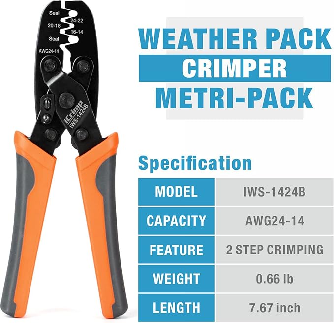iCrimp Weather Pack Crimper Tools for Delphi APTIV Packard Weather Pack Terminals Metri-Pack Connectors for Sealed Terminals