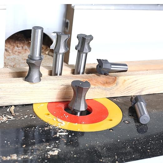 Akylin's CNC 6PCS Convex Edge Oval Router Bit Set 1/2" Shank, Shallow Bullnose at 1/4",5/16",3/8",1/2",3/4",7/8" Length,Convex Column Molding Router Bits-Perfect for Stair Treads and Shelf Edges