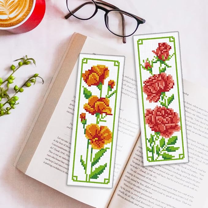 ORIGACH 6 Set Floral Cross Stitch Bookmark Kit - Image 5