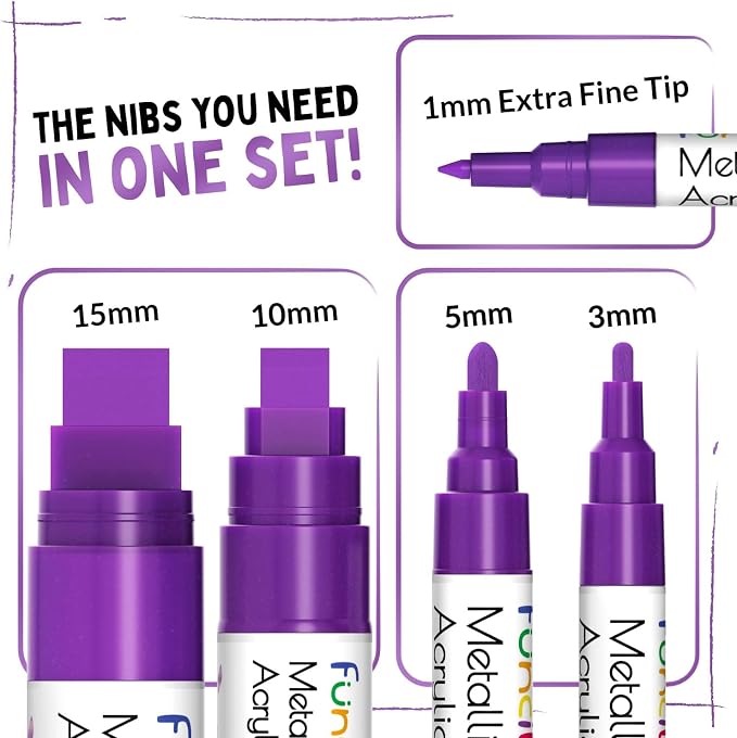 5 Metallic Acrylic Purple Paint Pen - Image 2