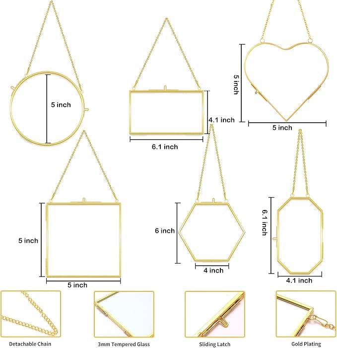 Pressed Flower Frames, Wall Hanging Double Glass Picture Frames - Image 2