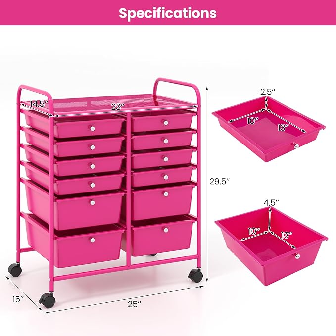 BECOMFORT 12-Drawer Rolling Cart - Image 3