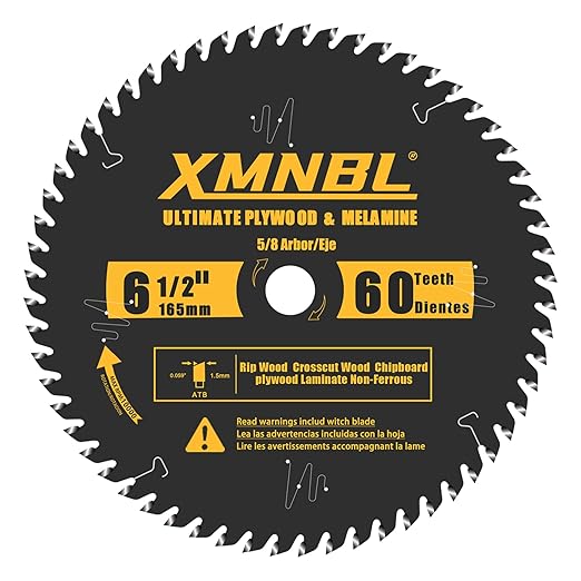 6-1/2 Inch Circular Saw Blade 60 Teeth,6-1/2 Saw Frame Ultra Fine Finish Circular Saw Blade,Compatible with for DEWALT,Makita,Skil Circular Saw,for Cutting Lumber,Plywood Material,5/8 Inch Arbor