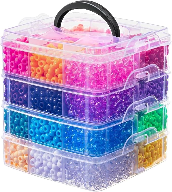 Simetufy 4200Pcs Pony Beads, 24 Assorted Colors 6x9mm Plastic Kandi Beads Bulk by Simetufy