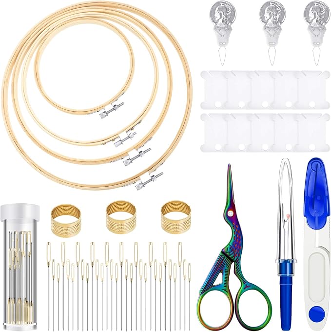Mudder 53 Pieces Cross Stitch Tool Embroidery Starter Kit Includes Bamboo by Mudder