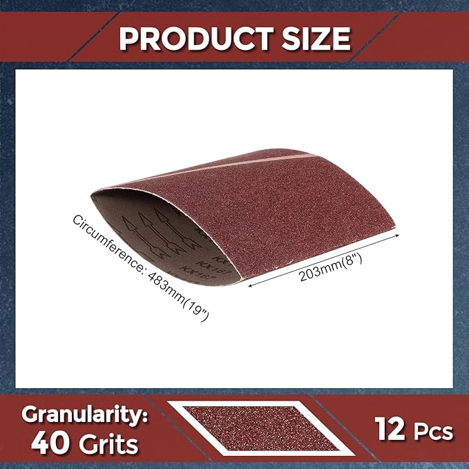 12 Pcs Sanding Belts 8 x 19 Inch 40 Grit Aluminum Oxide Abrasive Sandpaper for Belt Sander Metal Grinding Wood Working Weld Rust Removal