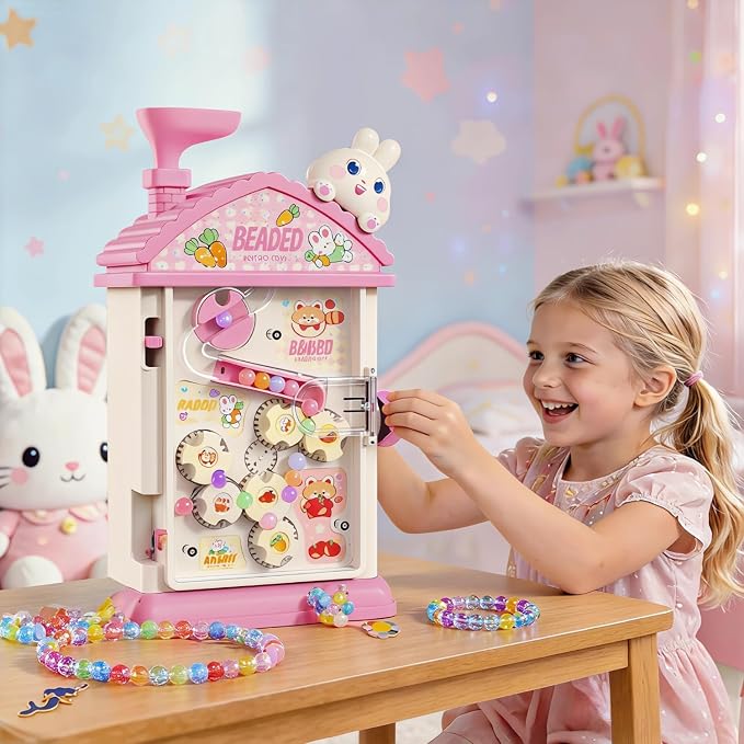 MAGTHIC Charm Bracelet Making Kit- Automatic Hand-Crank Pink House Toys that - Image 9