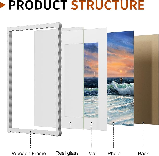11x14 Wavy Picture Frame With Mat - Image 3