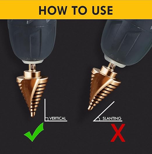 M35 Cobalt Step Drill Bit Set with Automatic Center Punch, 1/8" to 1-3/8", 6 PCS Step Drill Bit for Stainless Steel, Metal, Aluminum, Copper, Wood, PVC